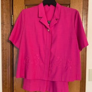 Southern Lady Pink Short Sleeve Button Down Blouse